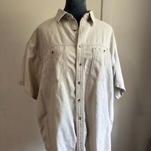 Men’s L.L. Bean Casual Beige Button-Up Shirt